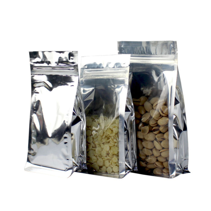 One Side Clear,One Side Silver Flat Bottom Bag